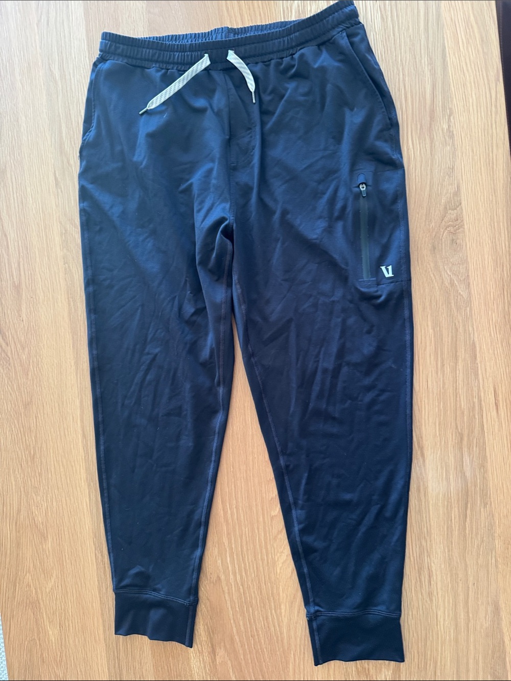 Vuori Black Jogger Sweatpants with White Drawcord